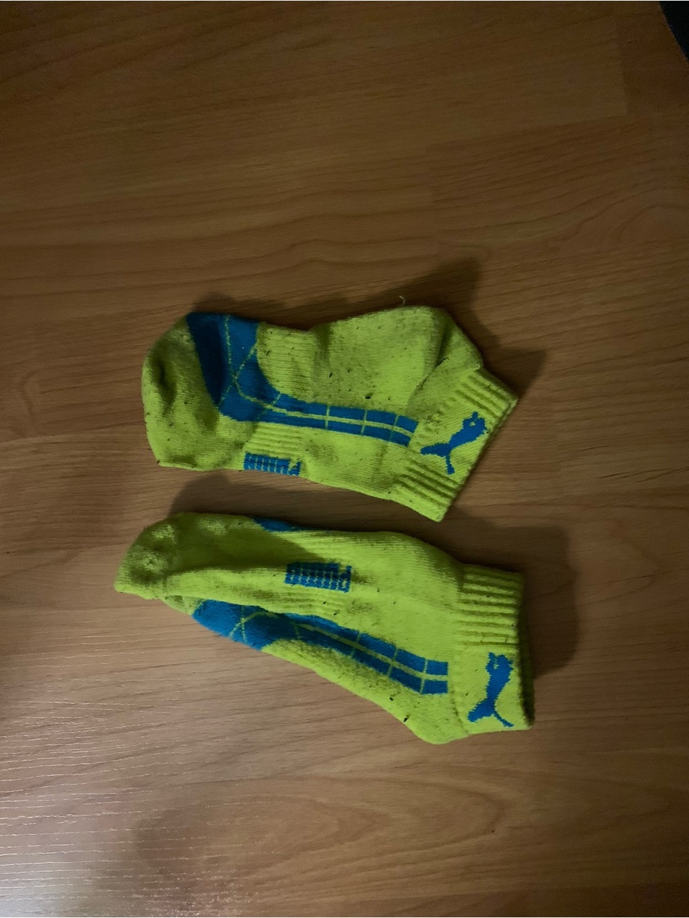 Puma Neon Yellow and Blue Low-Cut Athletic Socks